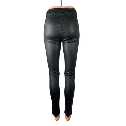 Theory 100% Lamb Leather Women's Black Mid Rise Leggings Skinny Trousers Pants 2