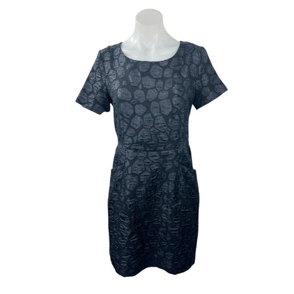 Cos Women's Black Abstract Textured Short Sleeve Mini A-Line Shift Dress Size 8