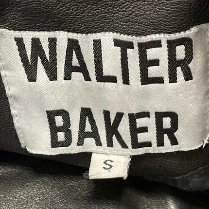 Walter Baker Women's Black Long Sleeves Leather Front Zip Biker Coat Jacket Sz S