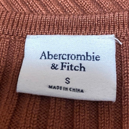 Abercrombie & Fitch Brown Ribbed Knit Short Sleeve Deep V Sweater Top Size S