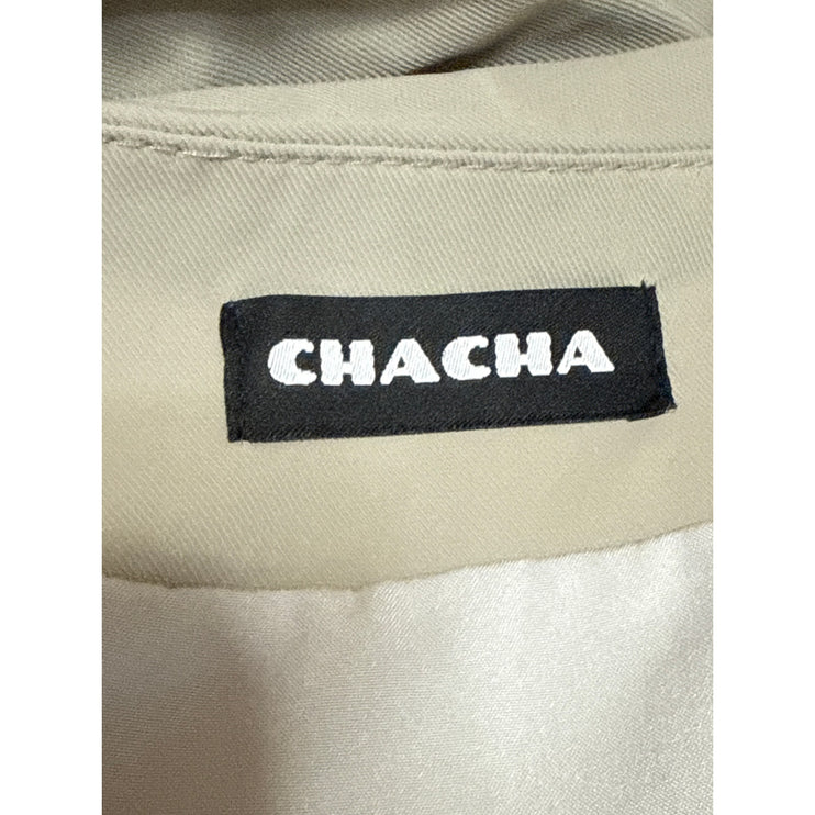 Chacha Women's Beige Taupe High Waisted Ruched Slit Pencil Maxi Skirt Size S