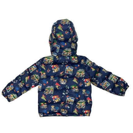 Polo Ralph Lauren Boy Navy Blue Bear Hoodie Hooded Full Zip Puffer Jacket Size 5