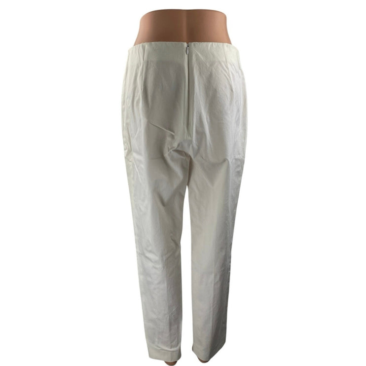 NEW Pearl by Lela Rose Susie White High Waisted Straight Trousers Dress Pants 10