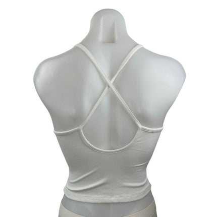 Women's White Embroidered I Like Men Rib Knit Sleeveless Cami Tank Top Size S