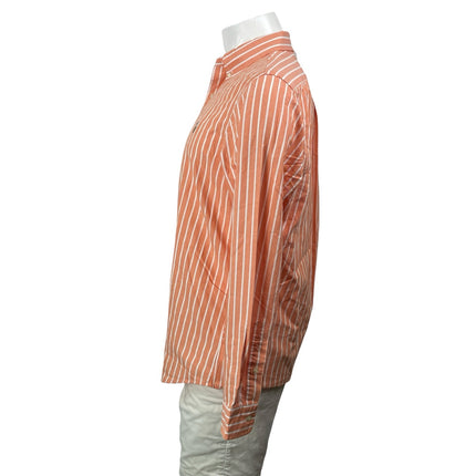 NEW Polo Ralph Lauren Orange White Long Sleeves Striped Button Down Shirt Top M