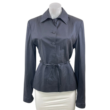 Savigo Women's Black Tie Waist Peplum Long Sleeve Button Down Shirt Top Size 6
