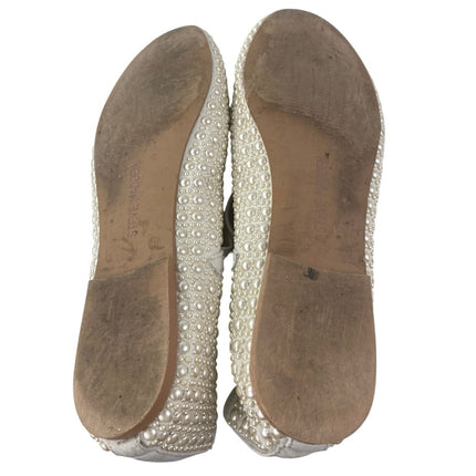 STEVE MADDEN Caddie White Rhinestone Jeweled Mary Jane Ballet Flats Shoes Sz 9M