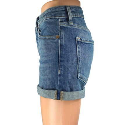 Old Navy High Rise OG Straight Women's Blue Cuffed Denim Jean Shorts Size 0