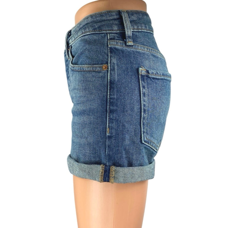 Old Navy High Rise OG Straight Women's Blue Cuffed Denim Jean Shorts Size 0