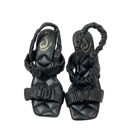 Sam Edelman Marlena Black Ruffle Ruched Slender Slingback Heel Sandals Size 7