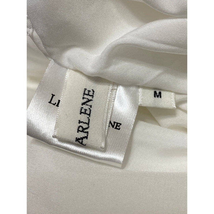 Arlene Women's White Drop Waist Flowy Tiered Midi Flare A-Line Skirt Size M