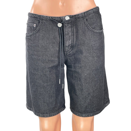 Still Here Women's Black Drawstring High Rise Bermuda Denim Jean Shorts Size S