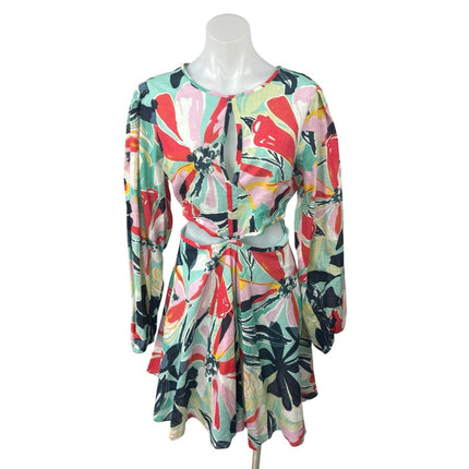 Walter Baker Hannah Multicolor Floral Cutout Long Sleeve Fit & Flare Dress 12