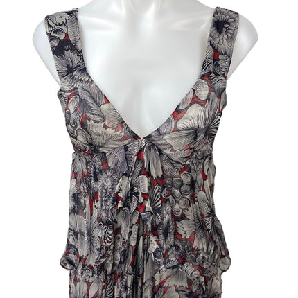 Jorya Women's Multicolor Sleeveless Floral V Neck Back Tie Hi-Low Wrap Dress 6