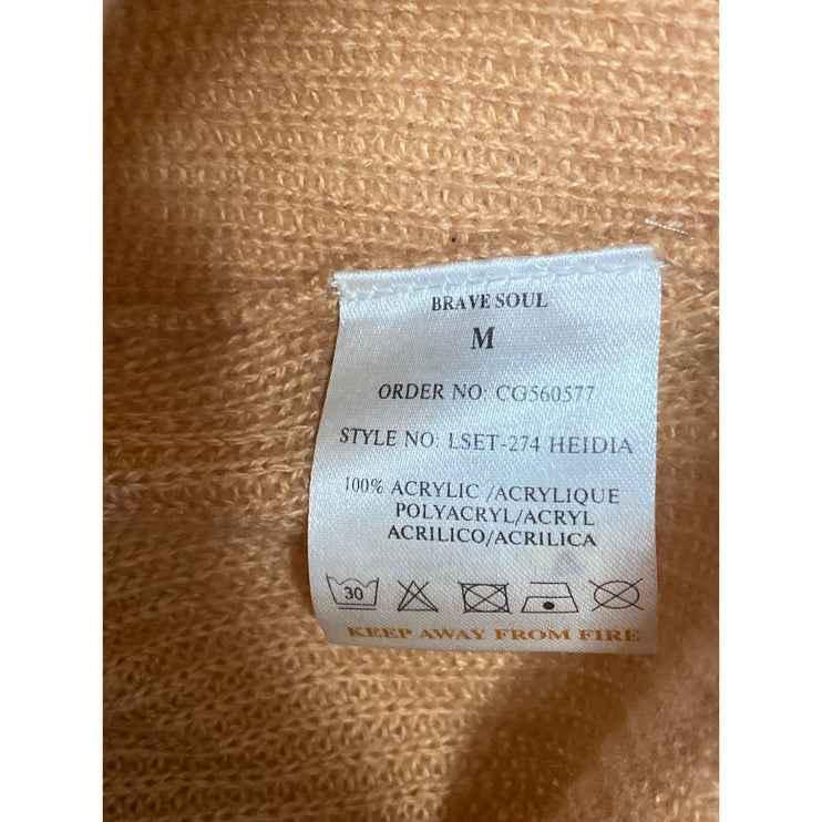 Brave Soul Women's Brown Knit High Rise Palazzo Flare Wide Leg Trousers Pants M