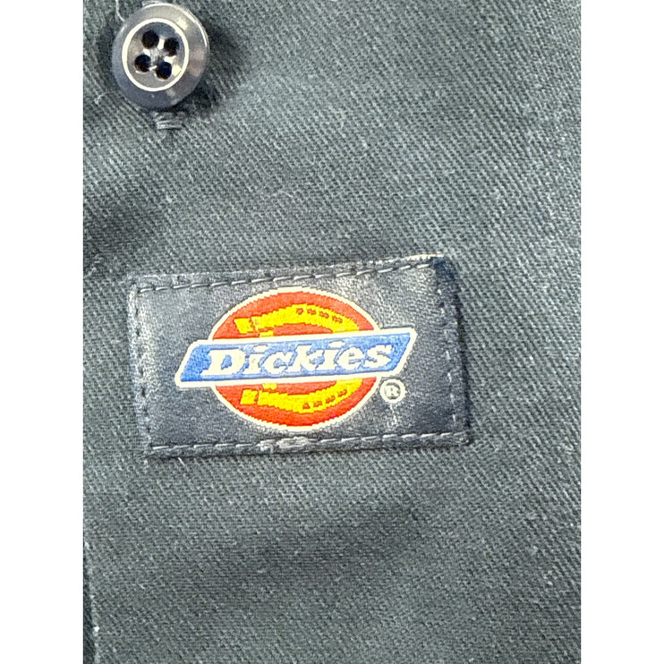 Dickies Men Navy Blue Workwear Pocket Cutoff Sleeve Button Down Shirt Top Size L