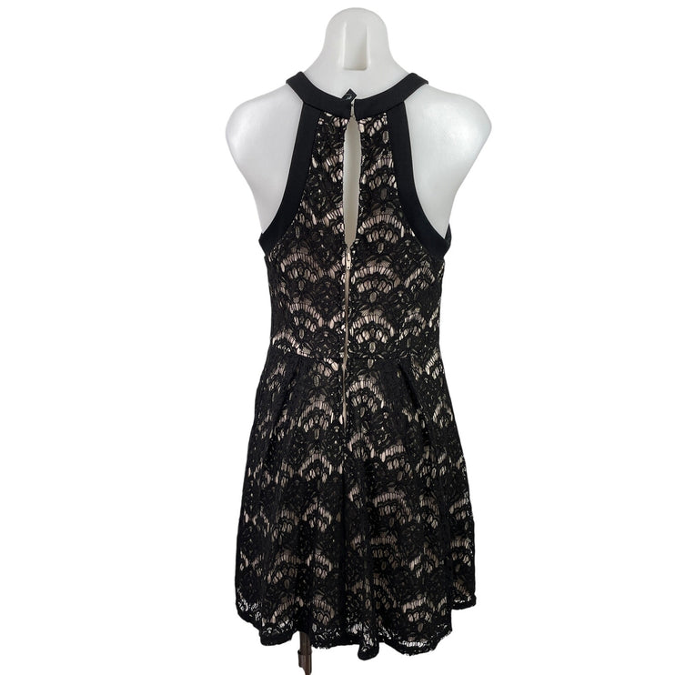 Speechless Womens Black Lace Sleeveless Racerback Mini Fit & Flared Dress Size L