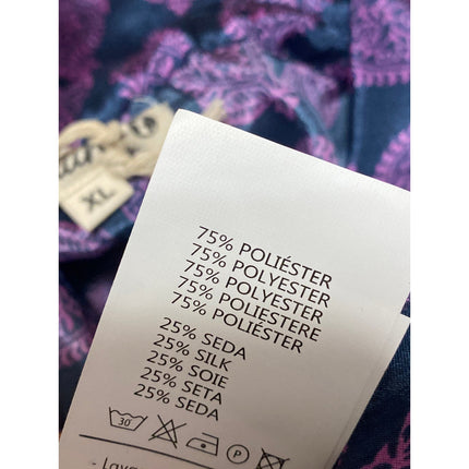 NEW Natura Women's Purple Silky Satin Paisley Pleated Straight Trousers Pants XL