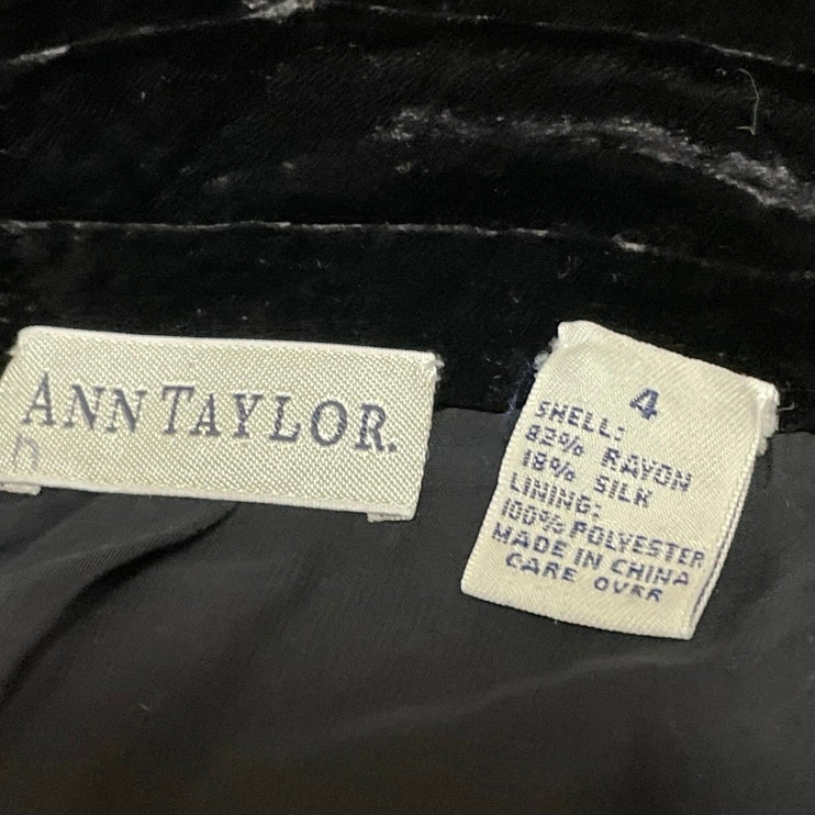 Ann Taylor Womens Black Velvet Velour HighWaisted Wide Leg Trousers Pants Size 4