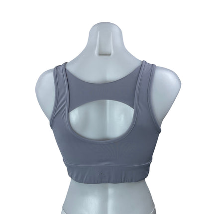 Varley Gray Purple Sleeveless Zip Up Yoga Athletic Crop Top Sports Bra Size M