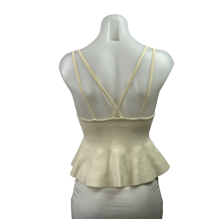 Anthropologie Maeve Cream Sleeveless Cami Camisole Strappy Peplum Tank Top Sz S