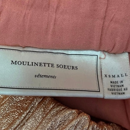 Anthropologie Moulinette Soeurs Gold Metallic High Waisted A Line Mini Skirt XS