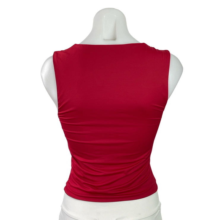 Princess Polly Womens Red Sleeveless Square Neck Stretch Crop Tank Top Size 6