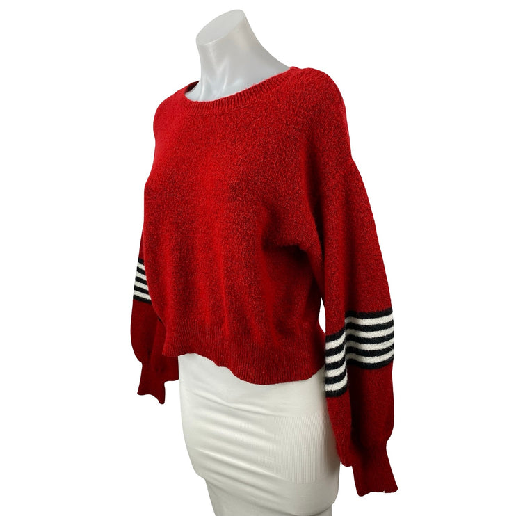 Ten Sixty Sherman Red Crew Neck Striped Balloon Sleeve Sweatshirt Sweater Top S