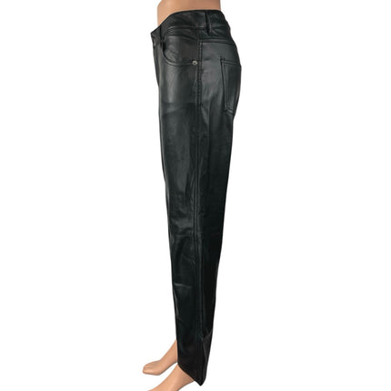 Elie Tahari Womens Black Faux Leather Straight Leg High Rise Ankle Pants Size 29