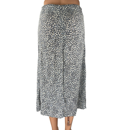 Brandy Melville White Blue Leopard Animal Print High Waist Mini Slip Skirt Sz S