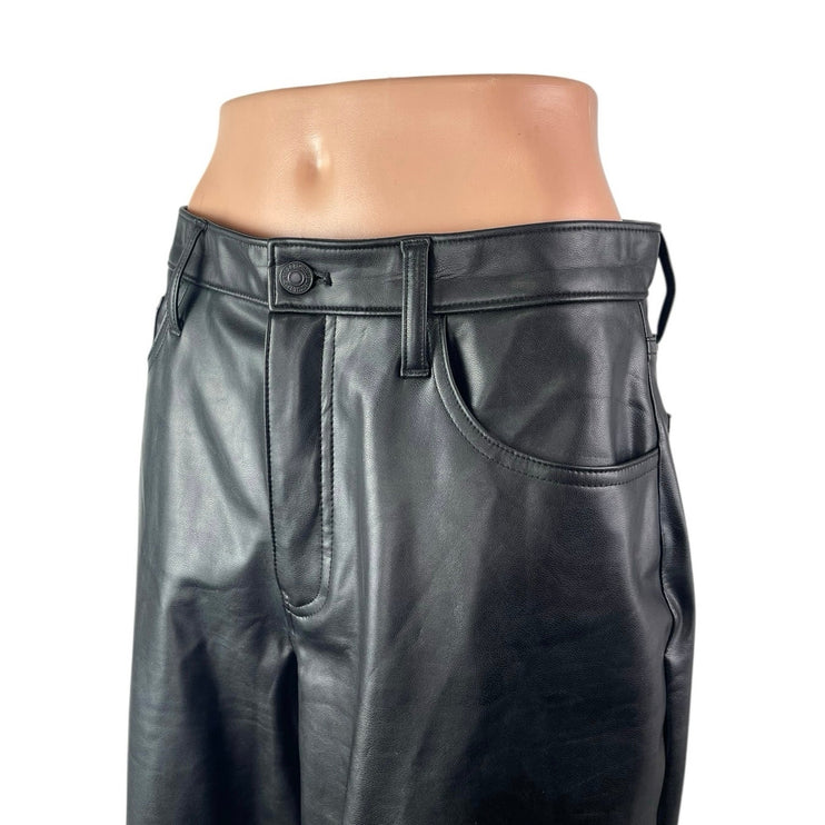 Abercrombie & Fitch The Loose High Rise Faux Leather Vegan Wide Leg Trousers 28