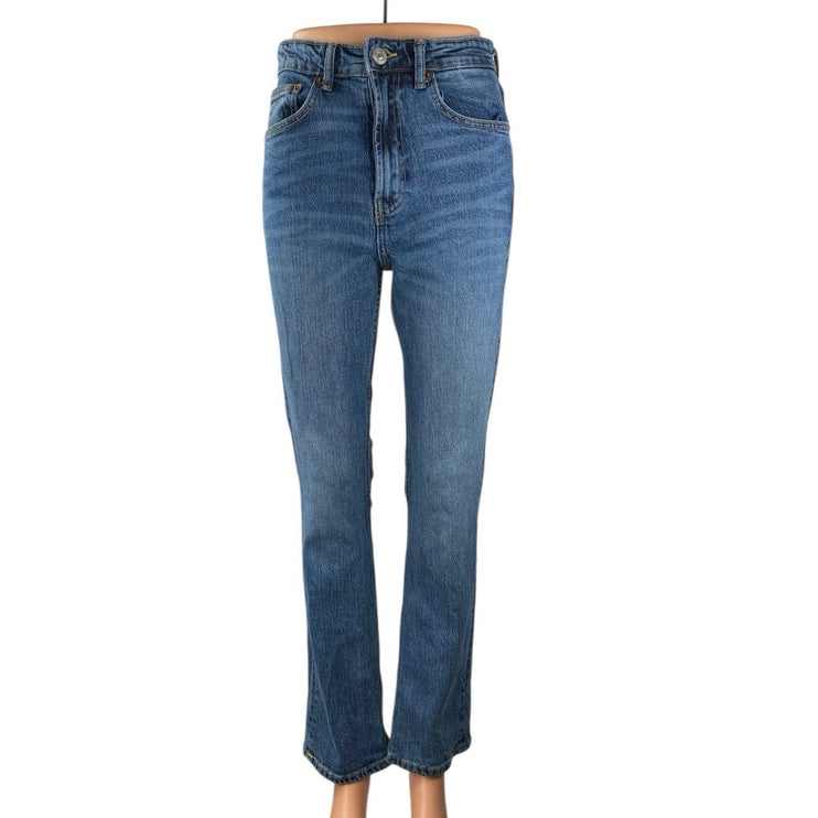 Zara Women's Blue High Waisted Slim Fit Flared Bootcut Leg Denim Jeans Pants 4