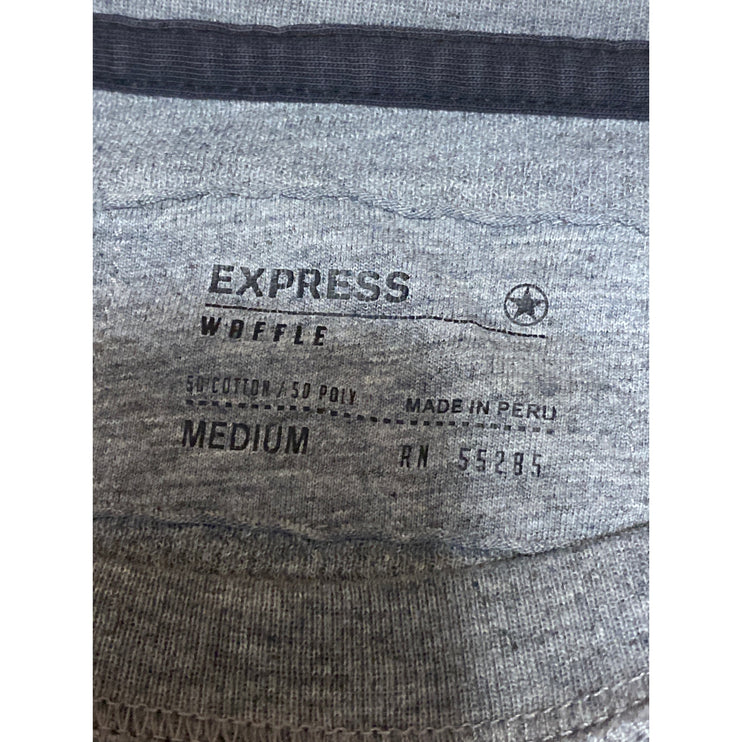 Express Men's Gray Waffle Knit Crewneck Long Sleeve Sweatshirt Sweater Top Sz M