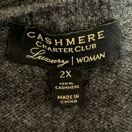 Charter Club Women's Gray 100% Cashmere Long Sleeve Knit Sweater Top Size 2X