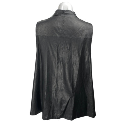 Odbo Women's Black Faux Vegan Leather Sleeveless High Neck Tunic Tank Top Size S