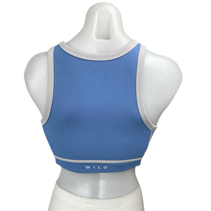 Wilo Women's Blue Sleeveless Racerback Rib Knit Sports Bra Crop Tank Top Size S