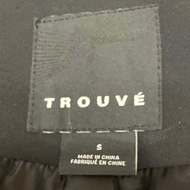 Trouve Women's Black Zip Pocket Collarless Long Sleeve Open Blazer Coat Jacket S