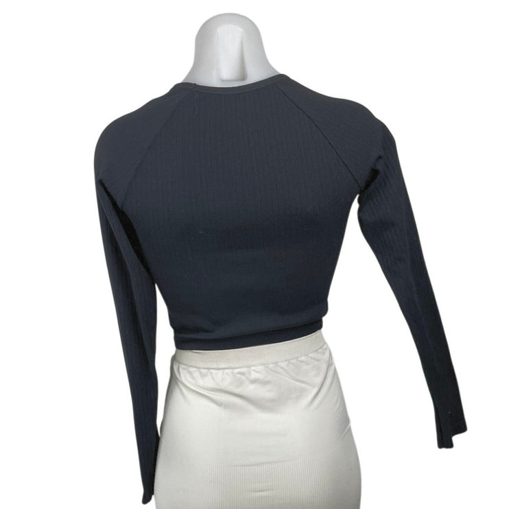 H&M Move Womens Black Seamless Long Sleeve Yoga Workout Athletic Crop Top Size S