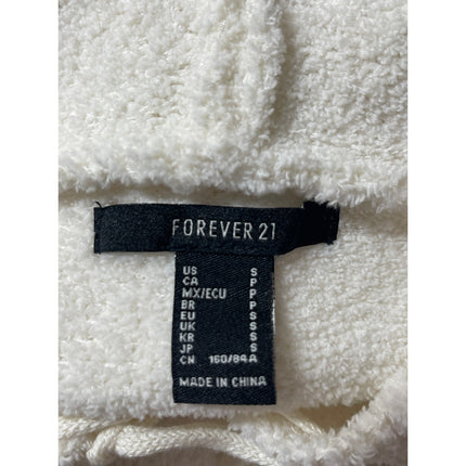 Forever 21 Women's White Ivory Fleece Lace Up Long Sleeve Hoodie Sweater Top S