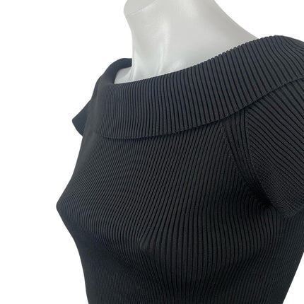 Urban Outfitters Black Ribbed Off the Shoulder Short Sleeve Crop T-shirt Top M