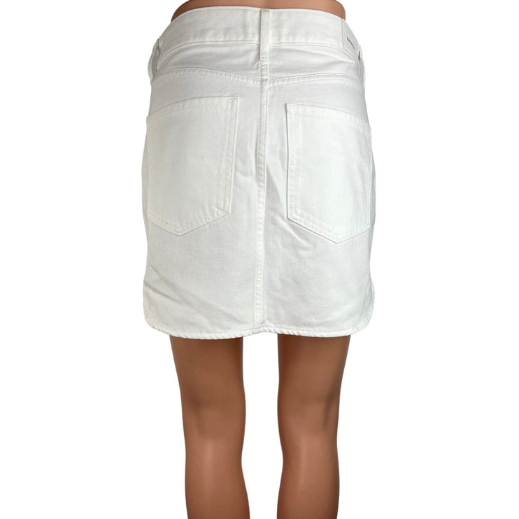 Express White Cotton Denim High Waisted Pocket Straight Mini Skirt Size 2