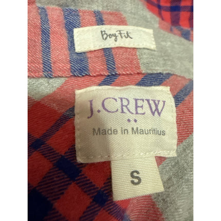 J.Crew Women's Pink Multicolor Plaid Long Sleeve Boy Fit Button Down Shirt Top S