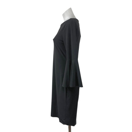 Calvin Klein Black Bell Sleeve Round Neck Stretch Cocktail Mini Sheath Dress L