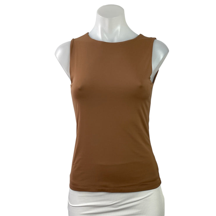Tahari Modern Essentials Women's Brown Sleeveless Stretch Basic Tank Top Size XS