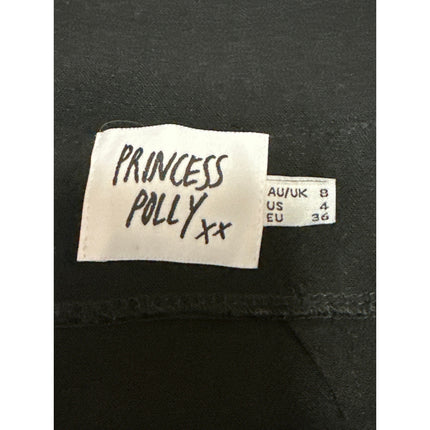 Princess Polly Women's Black Linen Cotton Zipper Mini Straight Pencil Skirt Sz 4