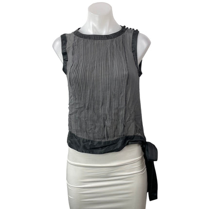 Banana Republic Women's Gray Sleeveless Pleated Side Tie Wrap Blouse Tank Top S