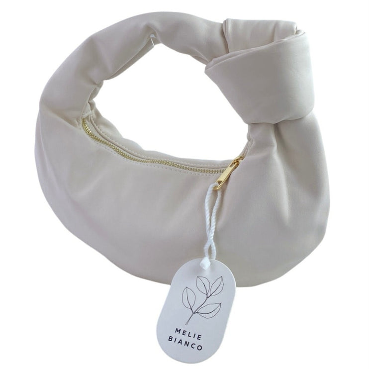 NEW Melie Bianco Alexandra Cream Faux Leather Vegan Zip Hobo Handbag One Size