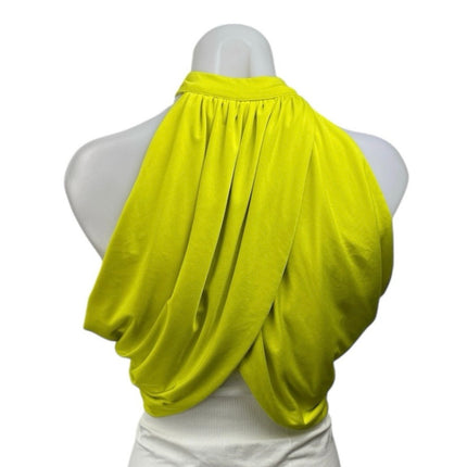 Superdown Emani Women's Yellow Sleeveless Halter Wrap Crop Tank Top Size S