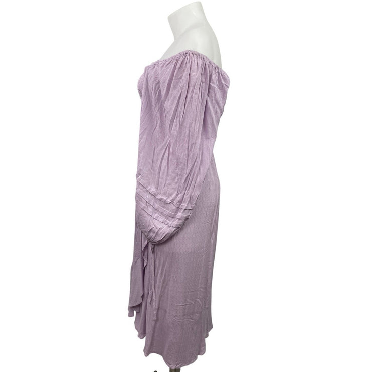 B.O.G Collective Purple Smocked Long Sleeve Square Neck Tiered A Line Dress XL