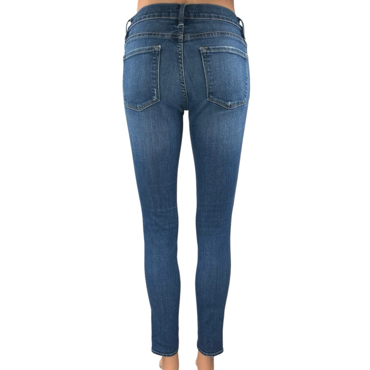 Frame Le Skinny De Jeanne Women's Blue Distressed Low Rise Denim Jeans Size 26